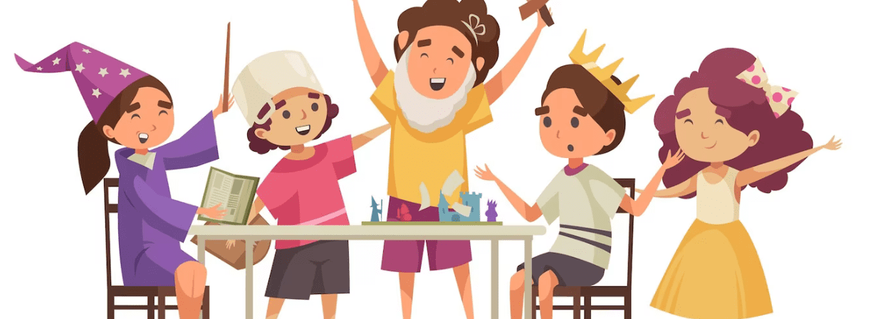 Illustration d'enfants jouant aux jeux de société